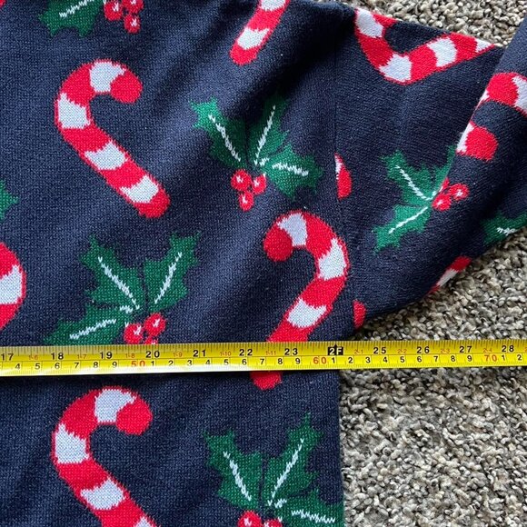 Kiabi Christmas Sweater Mens XL Navy Blue Christmas Candy Cane Festive Pullover - Picture 5 of 6